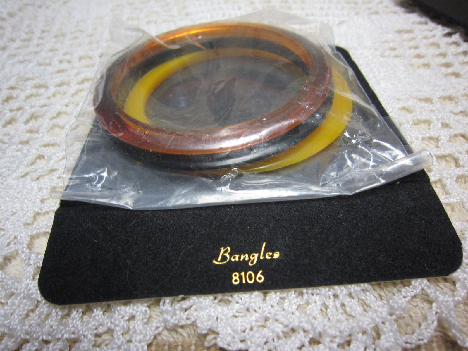 SARAH COVENTRY “BANGLES” Bracelet Set of (3) Acrylic Black, Butterscotch, Rust