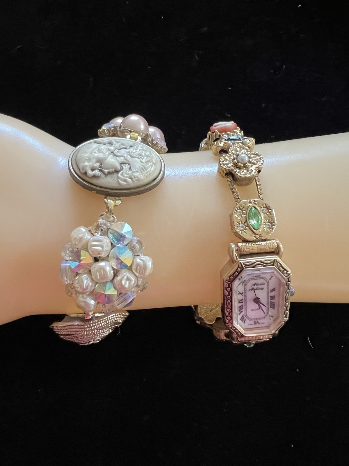Vtg Estate Cameo Jewelry Artisan Painted Floral Romantic Victorian Revival Lot