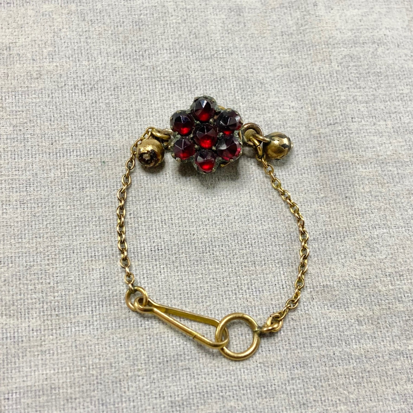 Vintage Bohemian Garnet Gold Tone Jewelry Lot Cross Pin Earrings Safety Chain