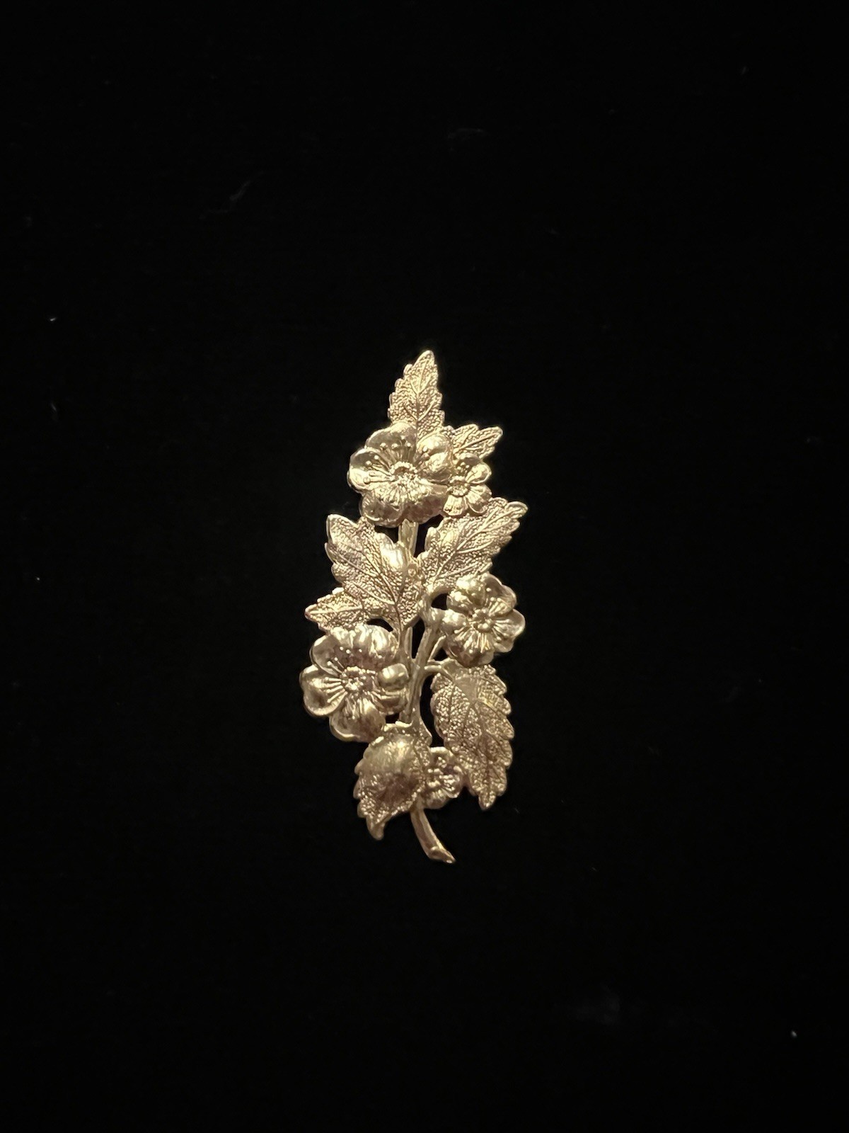Large Vintage Gold Plated Brass Stamping of Leaves/Flowers For Jewelry/Crafting