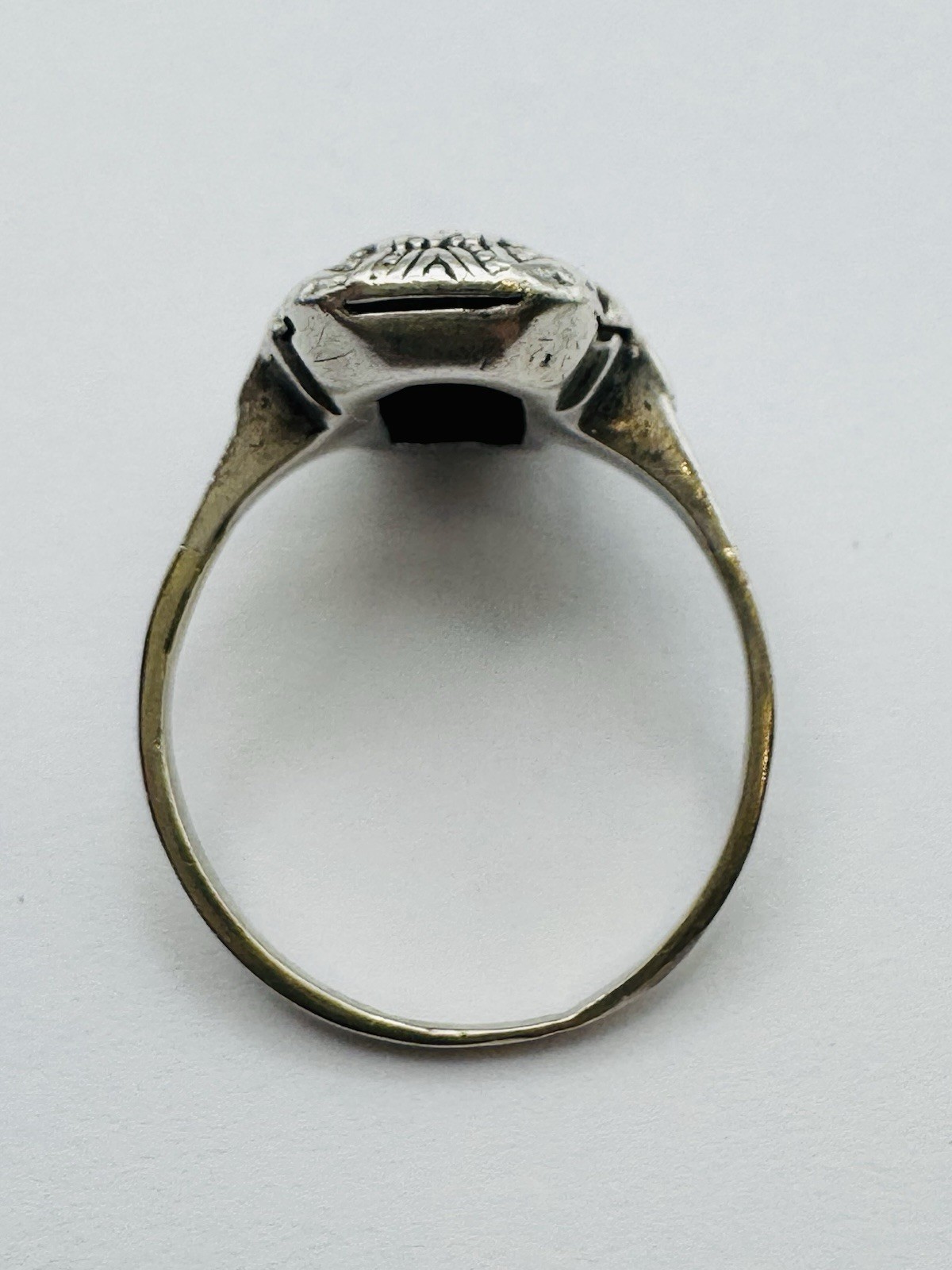 Antique 14k Gold & Sterling Silver Rose Cut Diamond Ring, Size 6