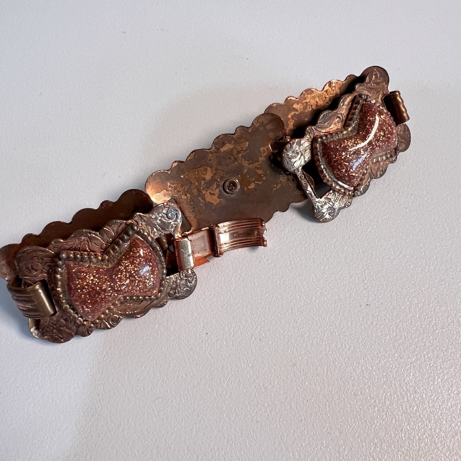Vintage Copper Glitter Confetti Bracelet & Earrings Set
