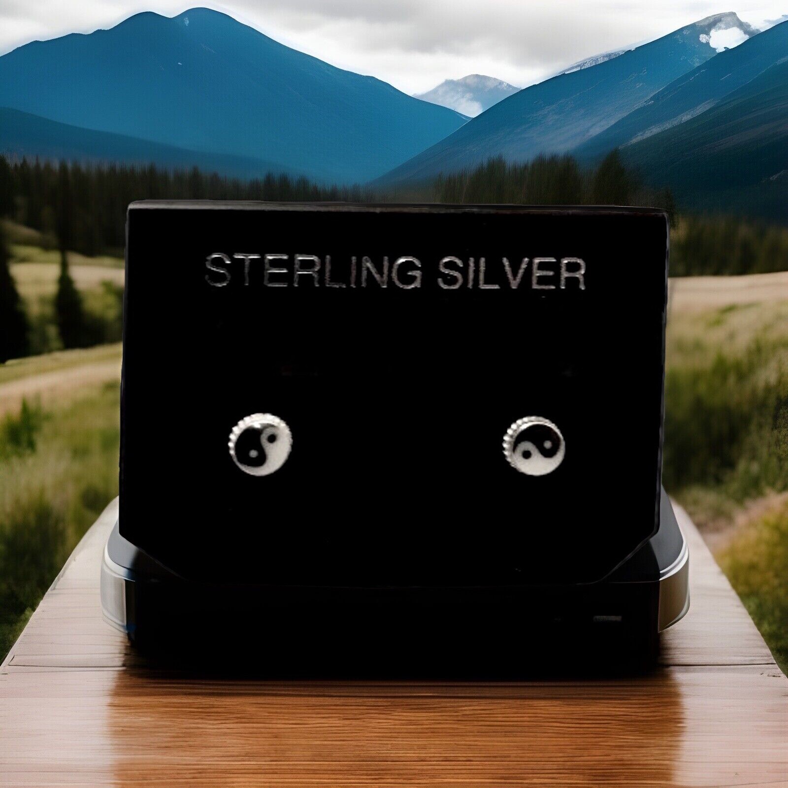 Sterling Silver Tiny Yin Yang Stud Earrings 5mm with Braid