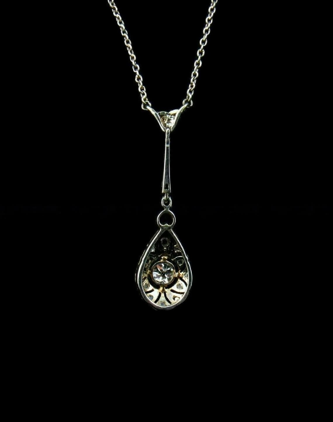 Art Deco Round Lab Created Diamond Vintage Charm Wedding 925 Silver Gift Pendant