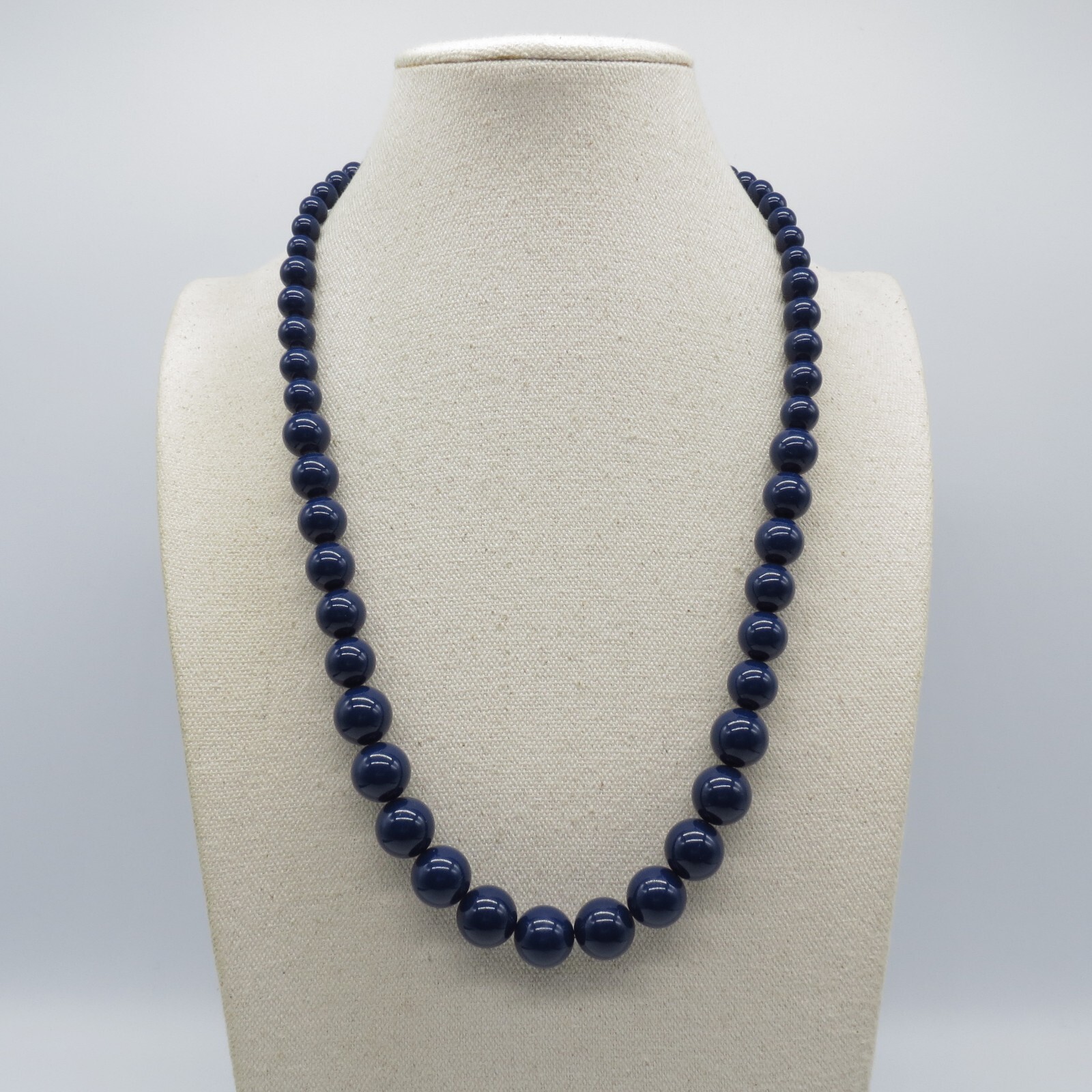 VTG Napier Graduated Beaded Necklace Dark Blue Boho Everyday Wear 24″