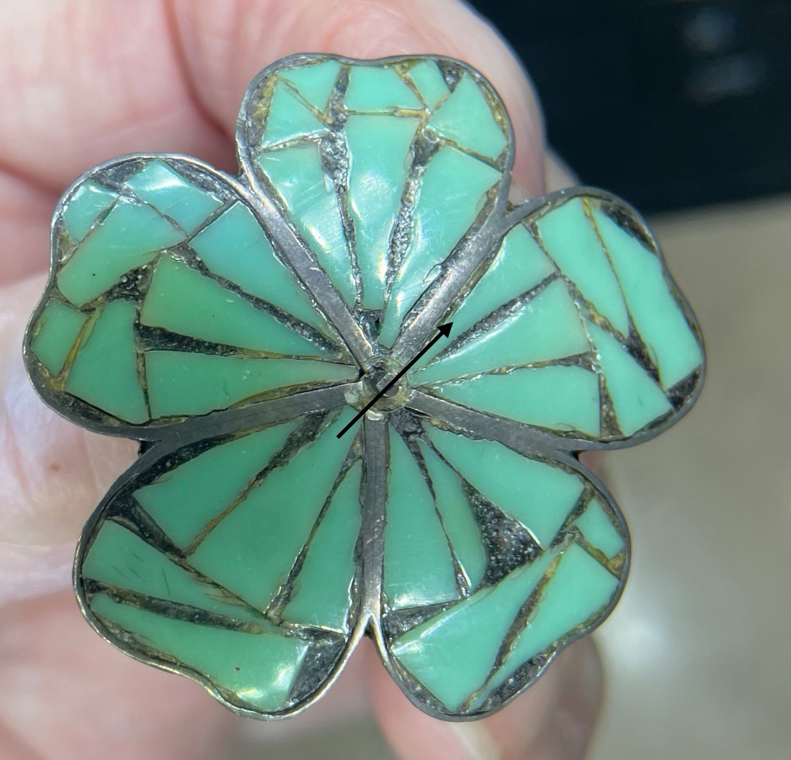 Taxco 925 Pin With Mosaic Inserts In Raised Dome. Needs TLC. Pvt Party Seller.