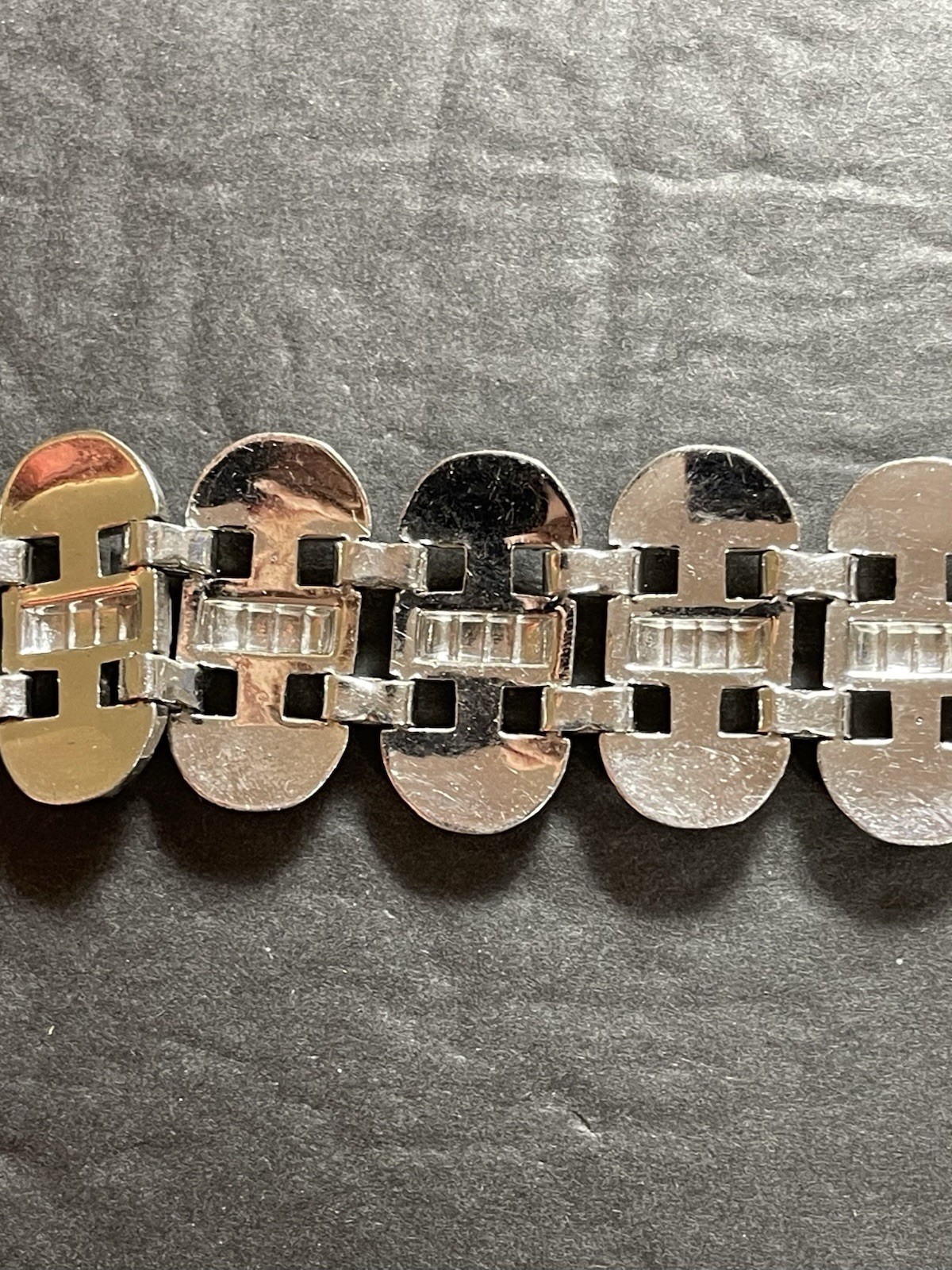 Beautiful 1950’s Rhinestones and Rhodium Plated Bling Bracelet