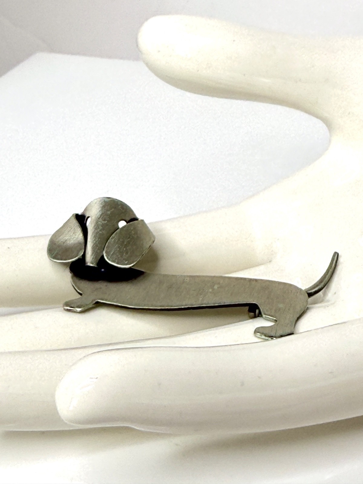 Beau Sterling 925 Dachshund Dog Brooch Pin – Vintage Figural Silver 2in