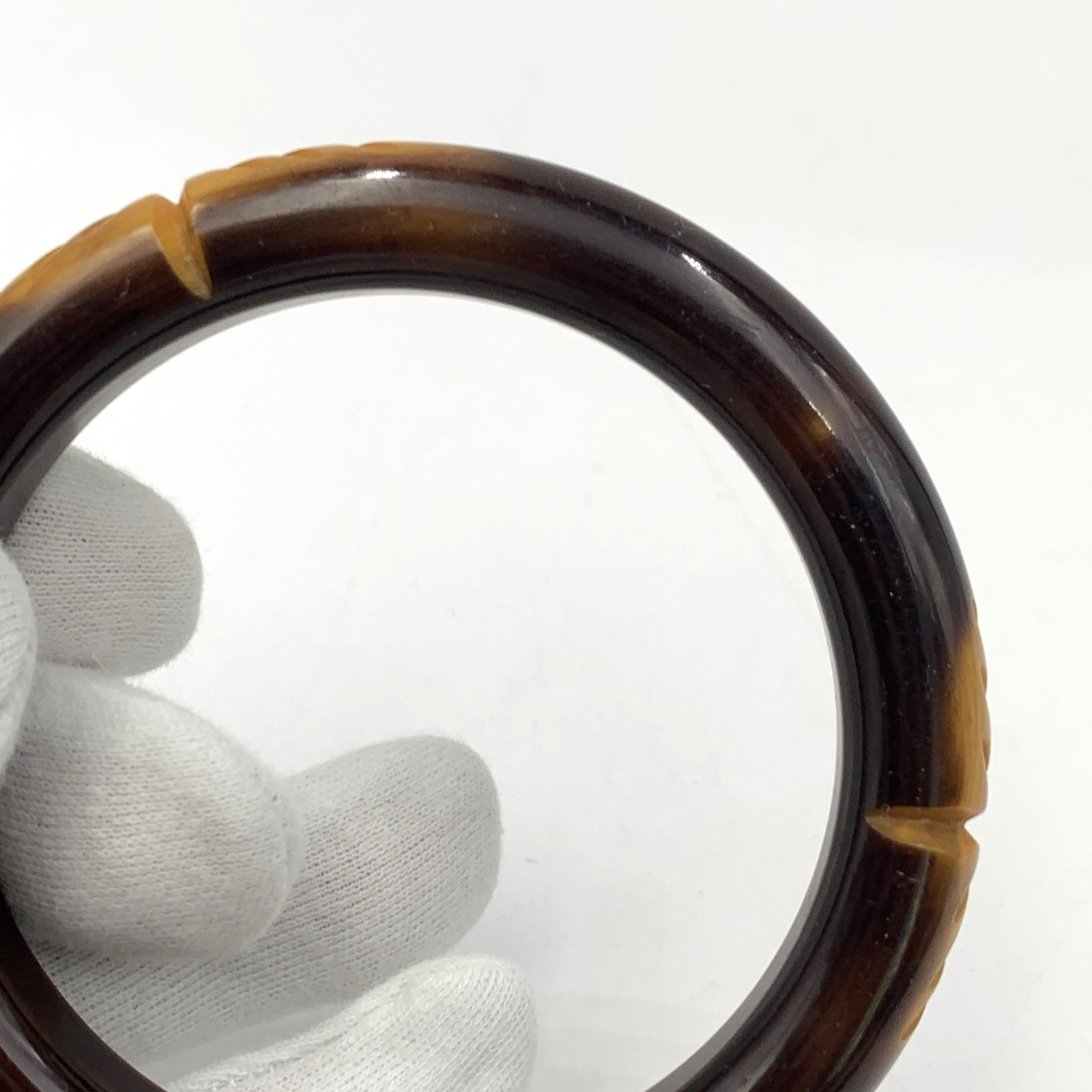 Carved BAKELITE Bangle Bracelet Vintage Brown Mottled Golden-Brown 32.2g