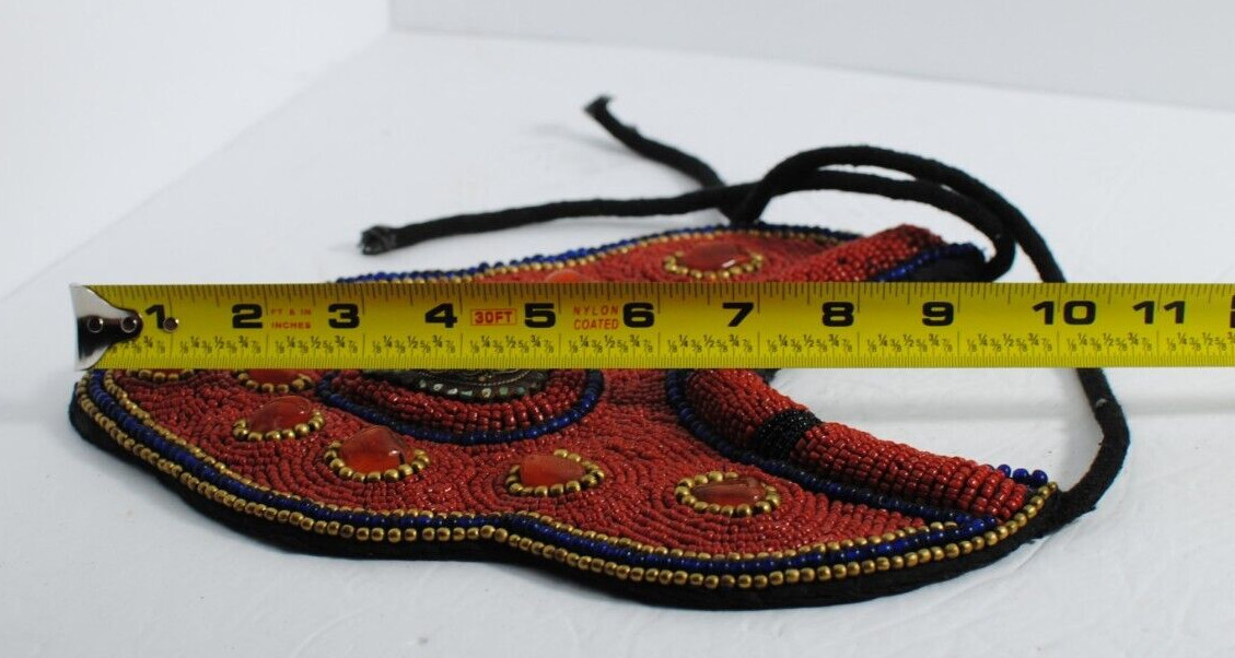 Vintage Ethnic Tribal African Beaded Bib Necklace Handmade 8″ by 10″