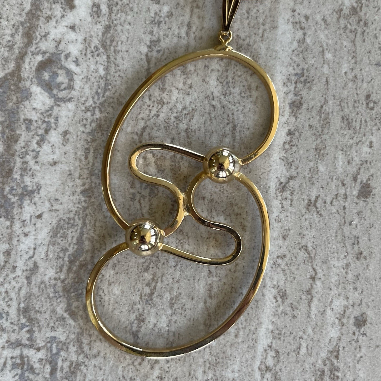 Vintage Gold Tone Abstract Pendant Necklace Statement Minimalist Jewelry 24 Inch