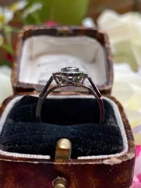 4Ct Art Deco Vintage Style Lab Created Diamond Engagement 14K White Gold FN Ring