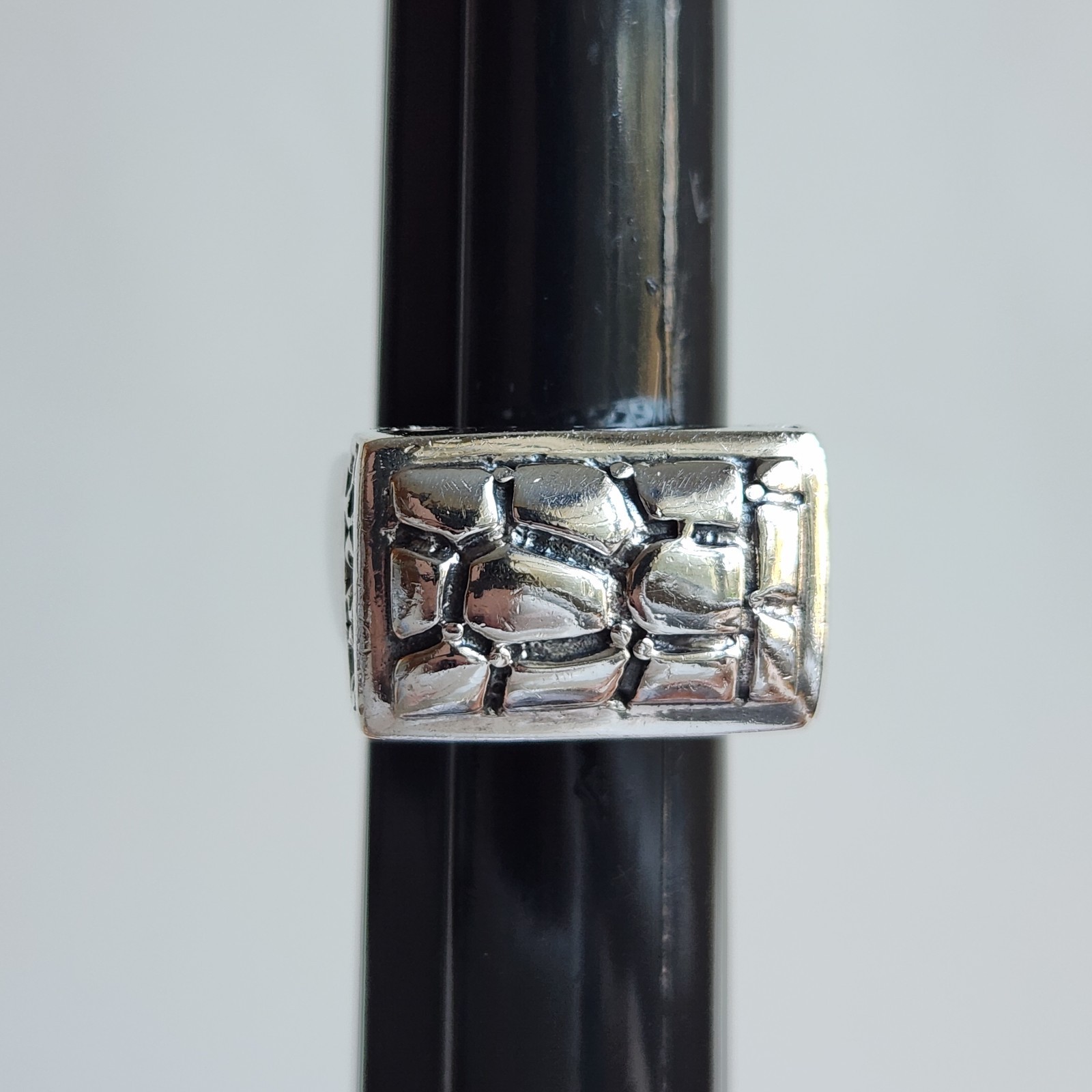 925 Sterling Silver Vintage Nugget Bar Ring – Size 8 – 10.9g