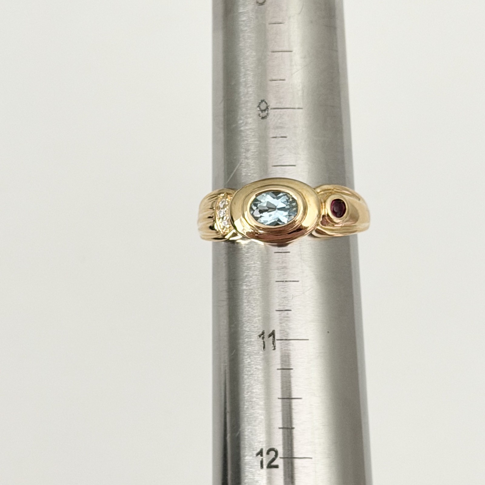 Ross Simons 925 Sterling Silver Gold Vermeil Blue Topaz Multi Stone Ring Size 10