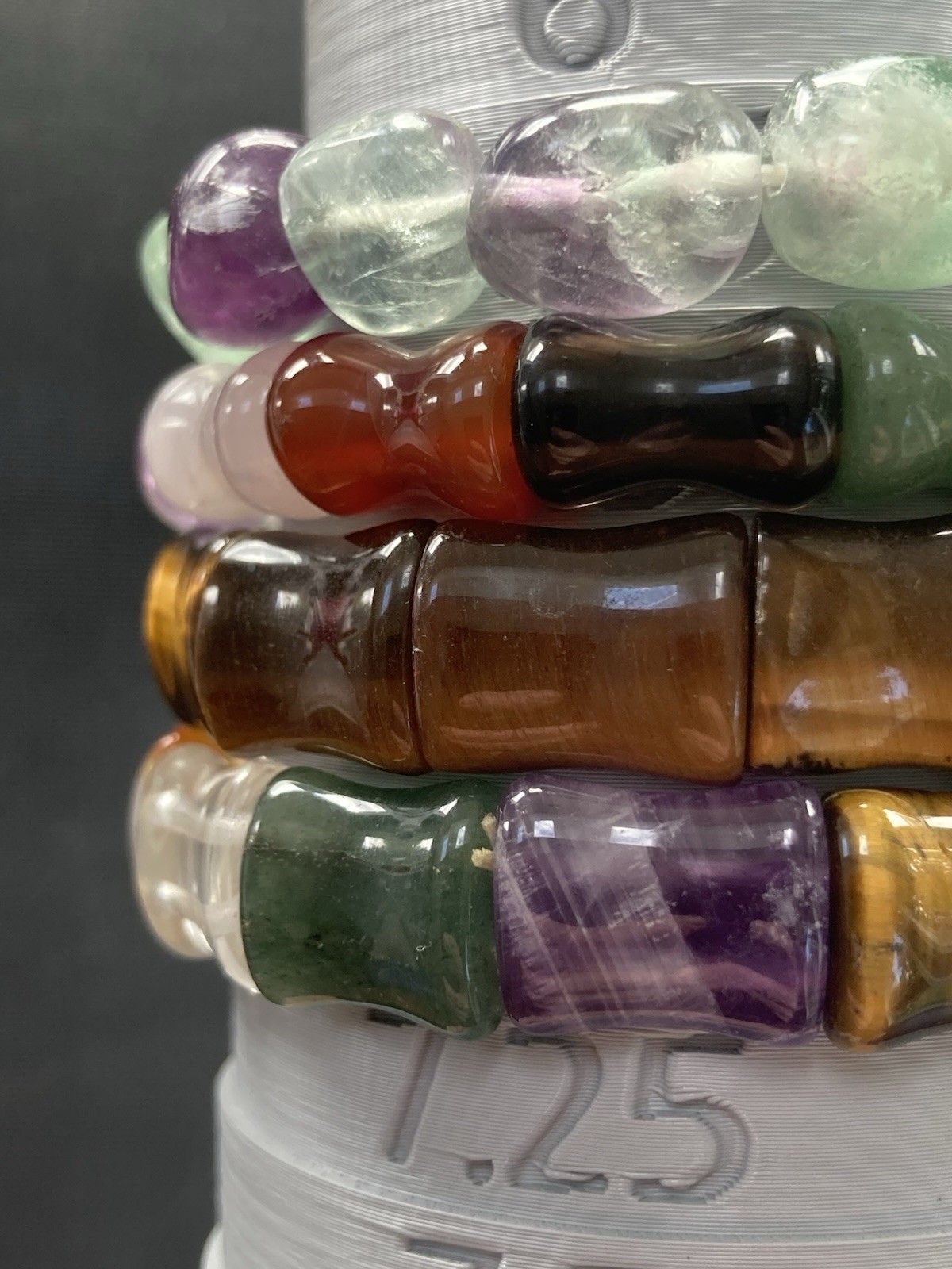 Stone Bracelet Gemstone Lot of 4 Cold Carved Beads Healing Stretch Assorted