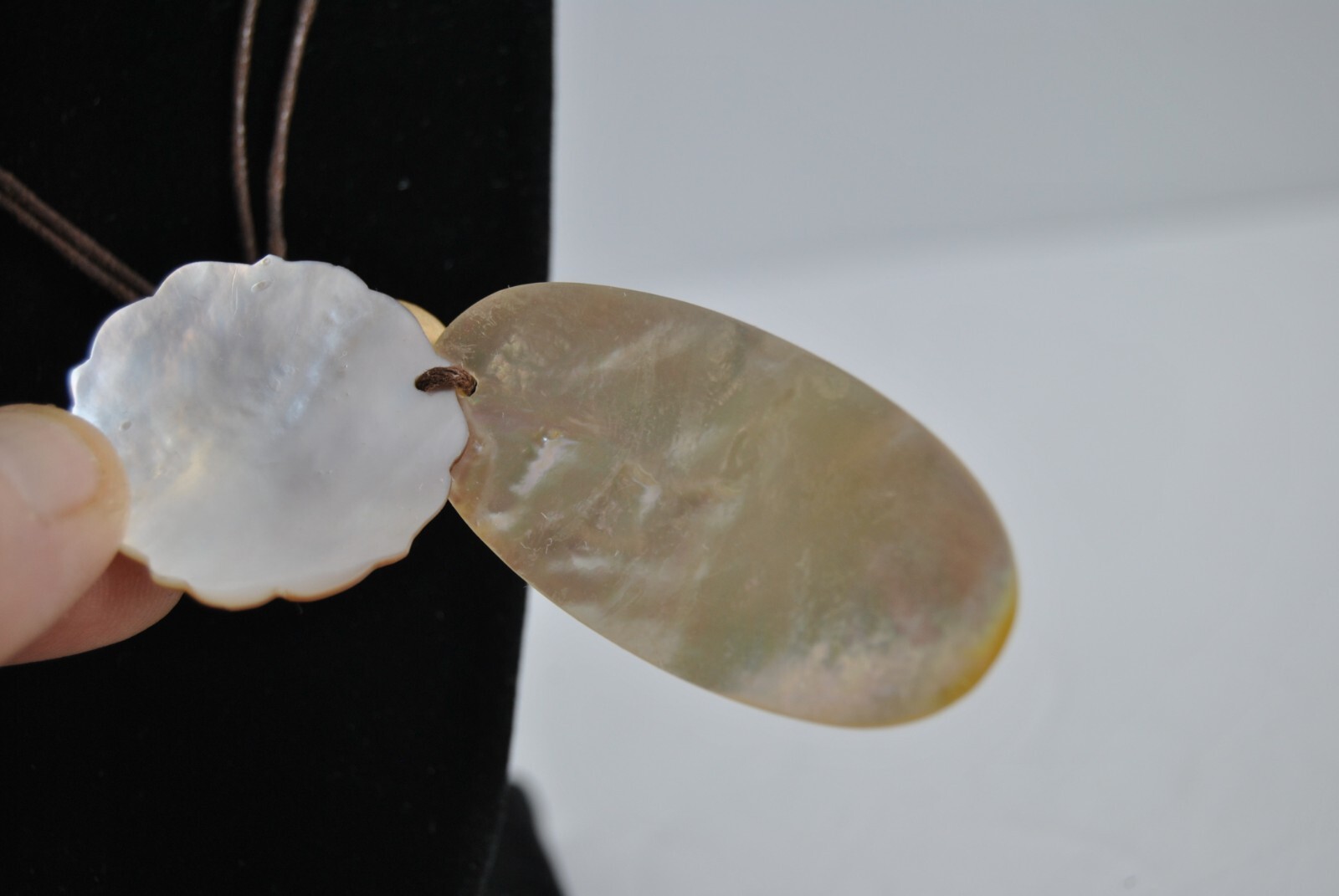 Vintage MOTHER OF PEARL Two Charm Necklace on Two Strand Robe 18 inch