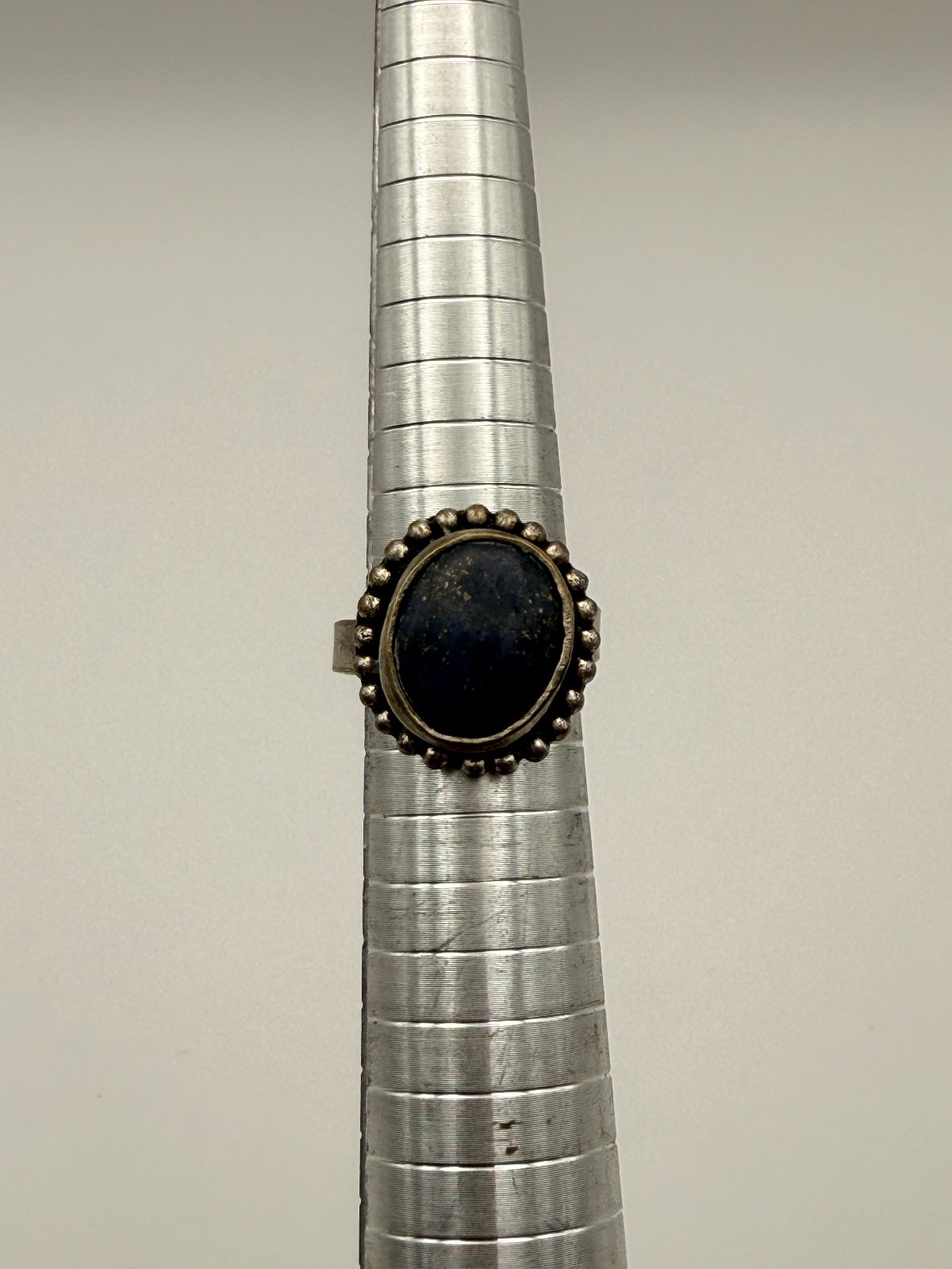 Ancient Vintage Victorian Sterling Silver Ring Engraved Onyx Stone Size 7