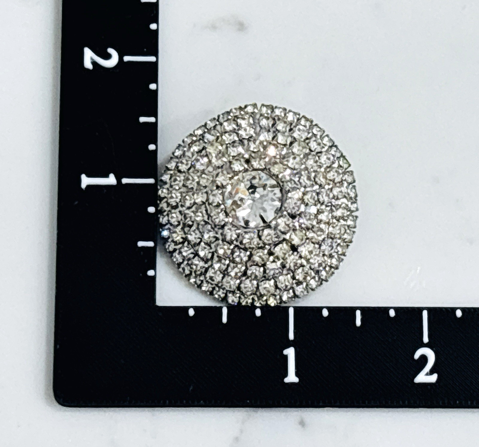 Vintage Rhinestone Dome Clip On Earrings Statement Huge Bold Glam Sparkle