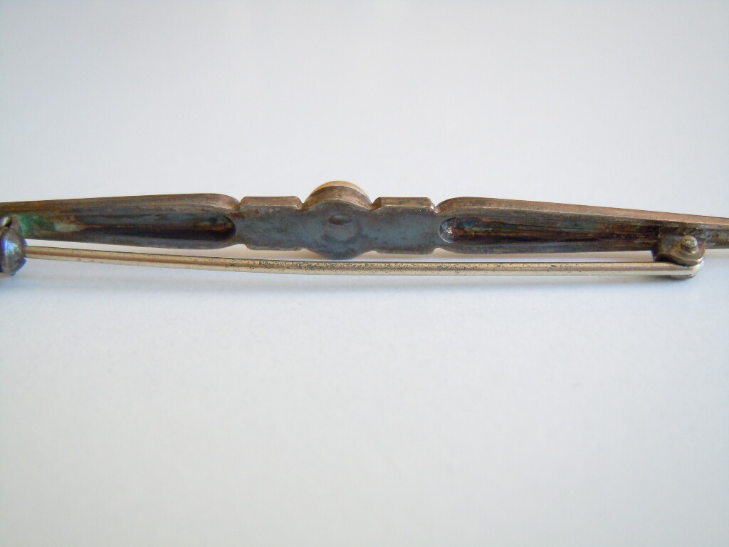 Antique Brooch 835 SILVER Blackened? Kunstperle? Marcasites 4.6 g/7.2 x 0.6 cm
