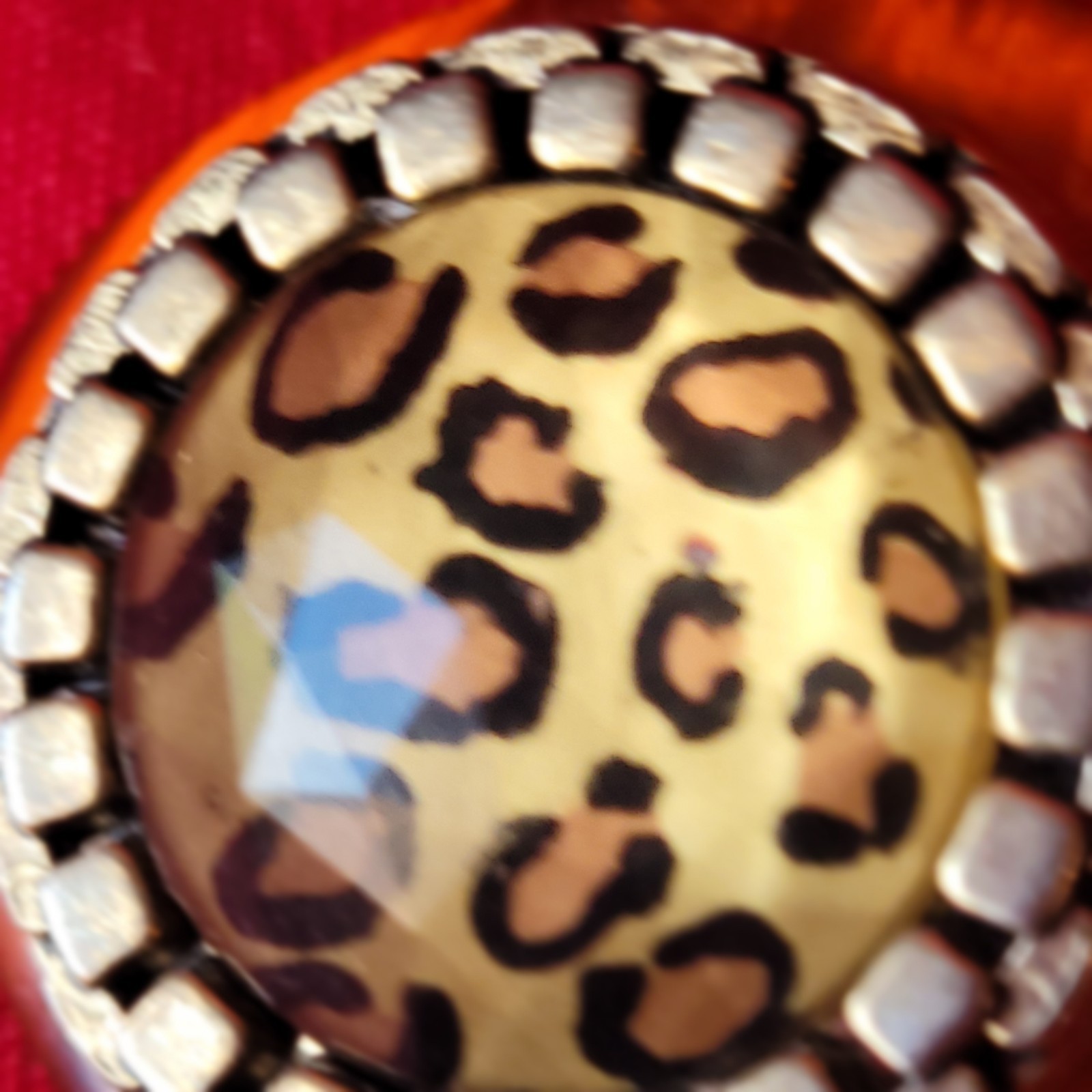 Vintage 80’s Leopard Acrylic ? Resin Topaz Gem STATEMENT Clip Earrings