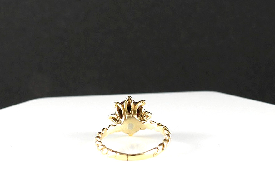 Vintage Solid 14K Yellow Gold Ring Ruby Diamond Cluster Fine Fancy Jewelry