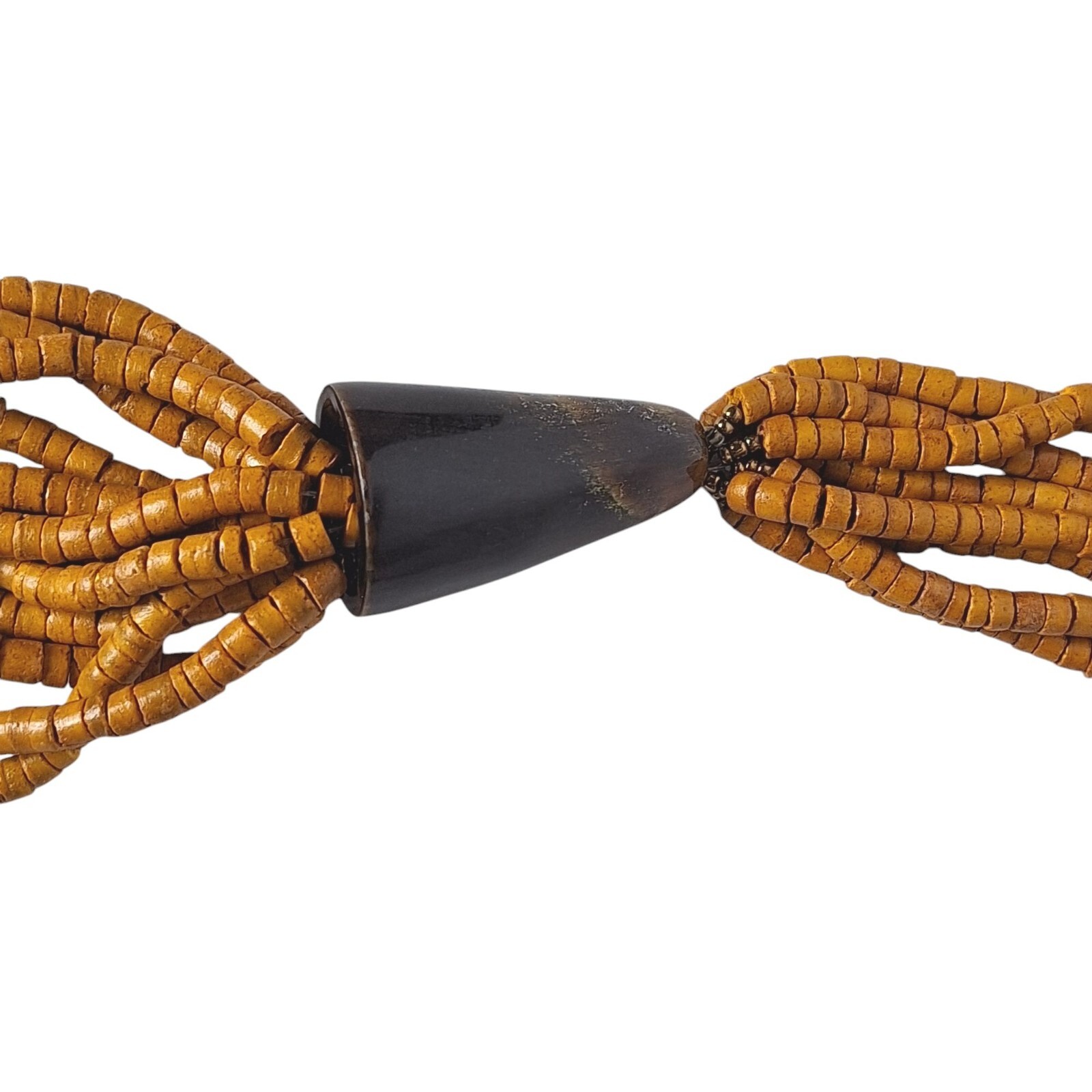 Vintage African Wooden Beaded Tribal Necklace Womens Costume Jewelry