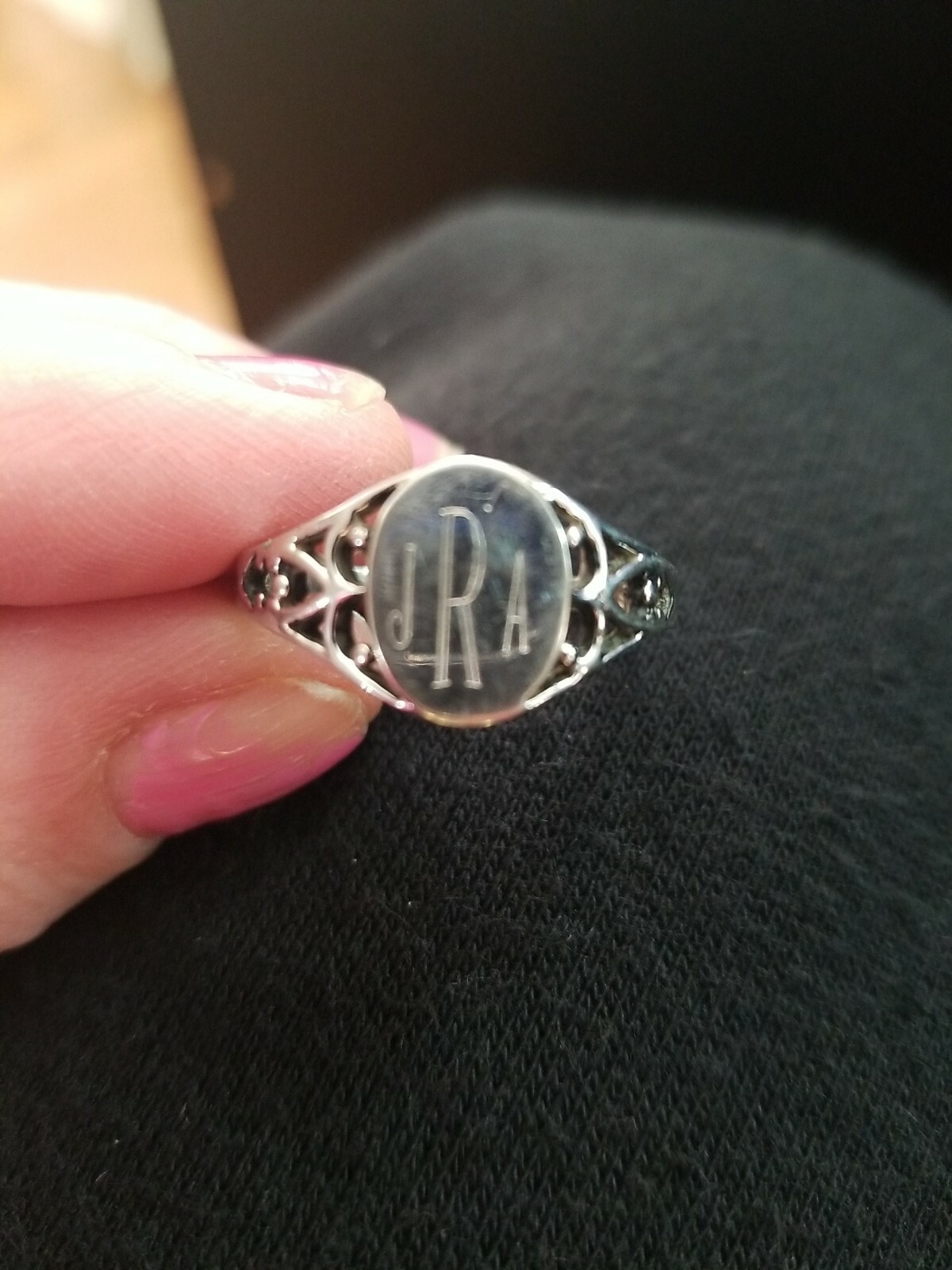 LIND 925 STERLING SILVER MONOGRAM ENGRAVED INITIALS JRA RING Size 11.5