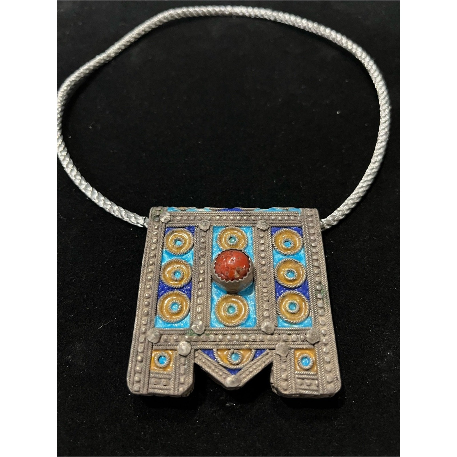 Vintage/Antique Moroccan Berber “Hirz” amulet pendant Necklace in Frame