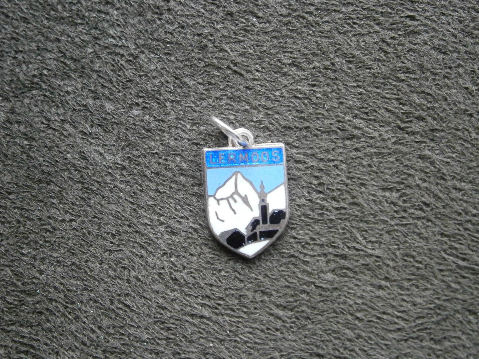 Lermoos Austria Vintage 800 Silver Enamel Travel Shield Bracelet Charm