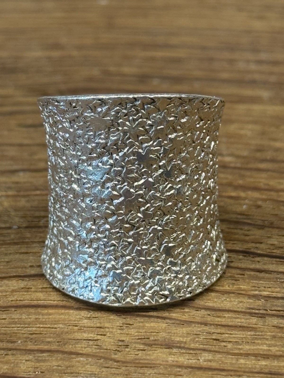 Artisan ring wide sterling silver 925 hand-crafted