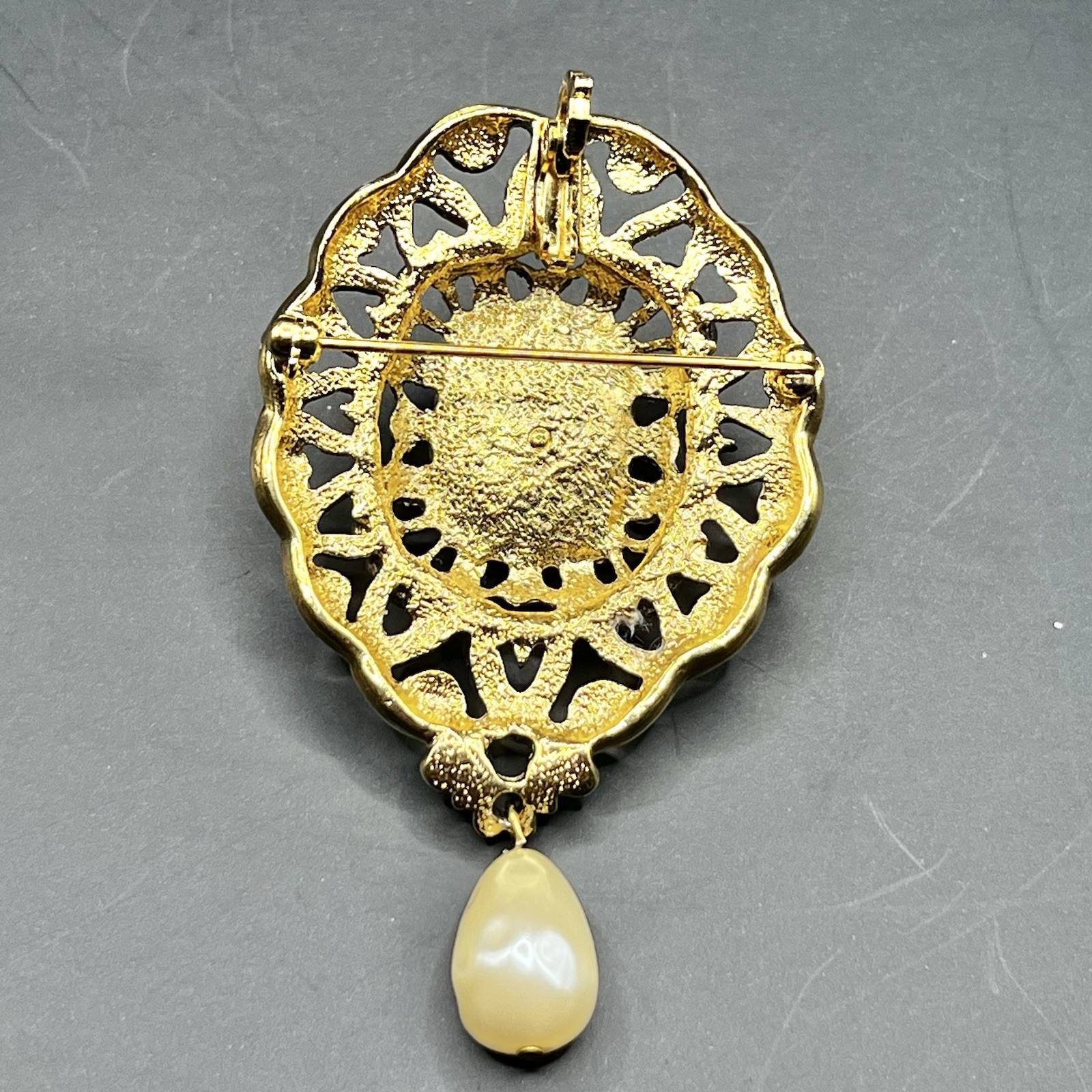 Victorian Style Statement Necklace Faux Pearl Removable Pendant Brooch *See pics