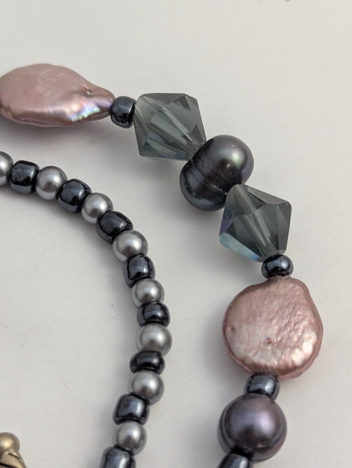 Vtg Handmade Necklace Lot Hematite Pearl Carnelian Garnet Beads Gold Filled