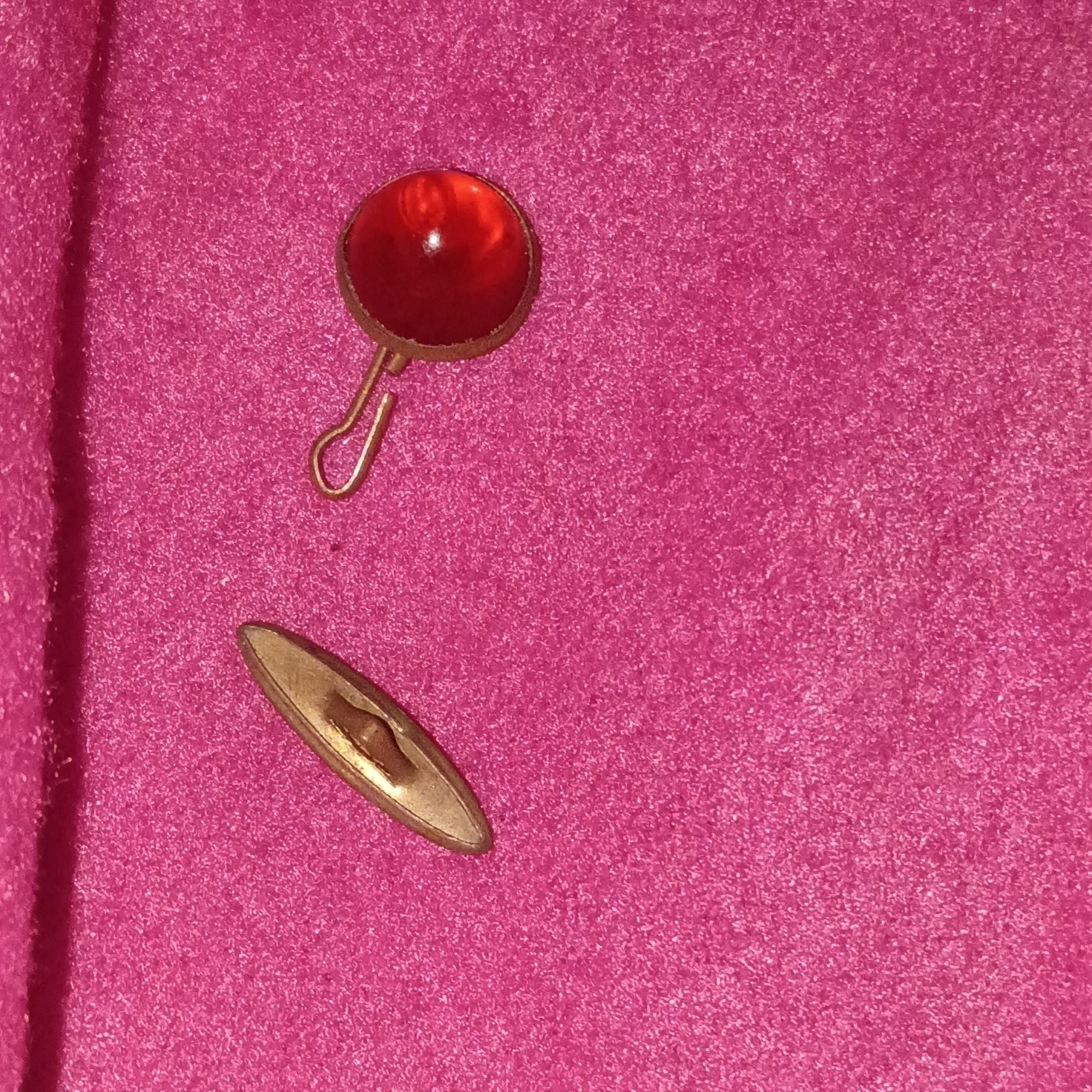 Unisex Gold Tone Tie Tack Red Round Ball Top Stick Pin Clutch Back
