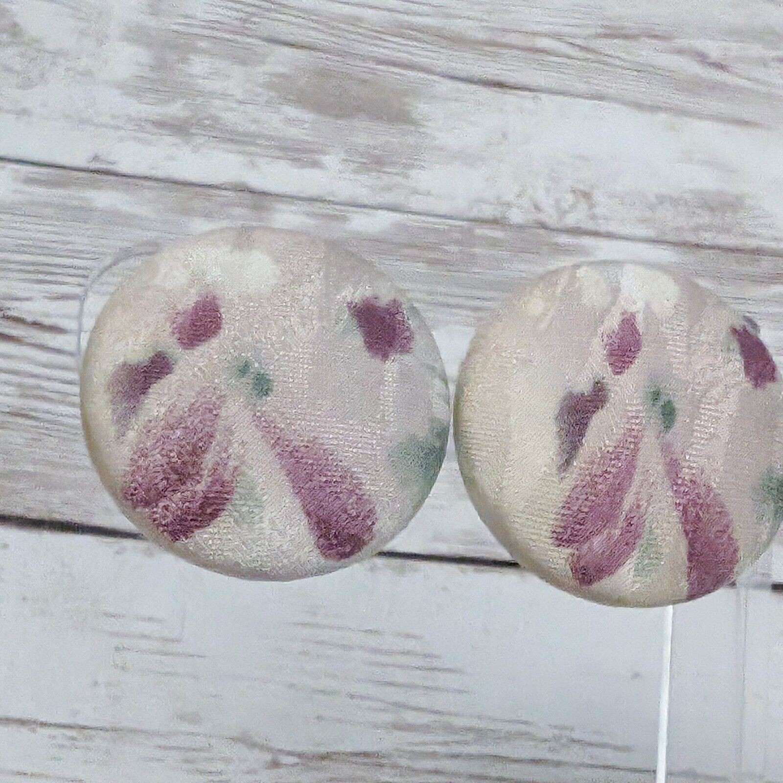 Vintage Clip On Earrings – Fabric Button Style 1 & 1/8″