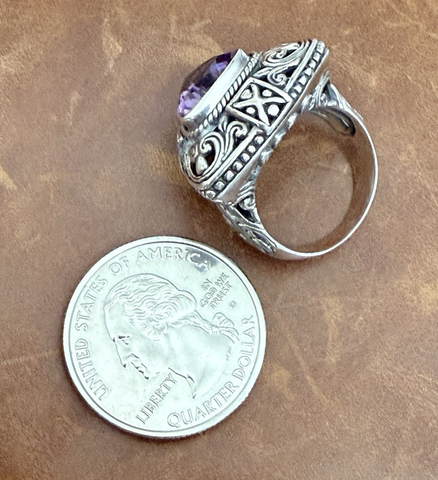 NWOT Robert Manse Amethyst “Beauty in Purple” 925 Sterling Silver Ring Size 6.26