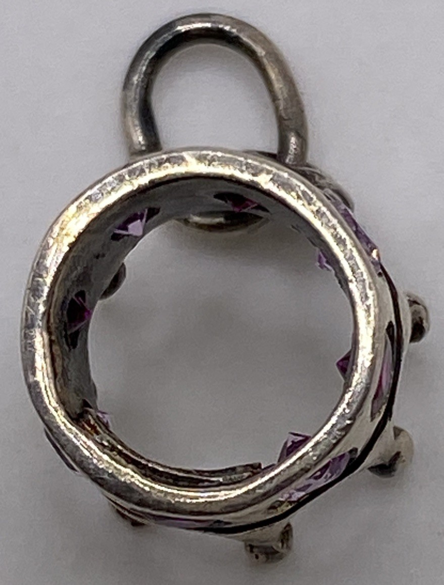 Brown County Sterling Silver Rhinestone Purple Charm 2.3g 1/2”