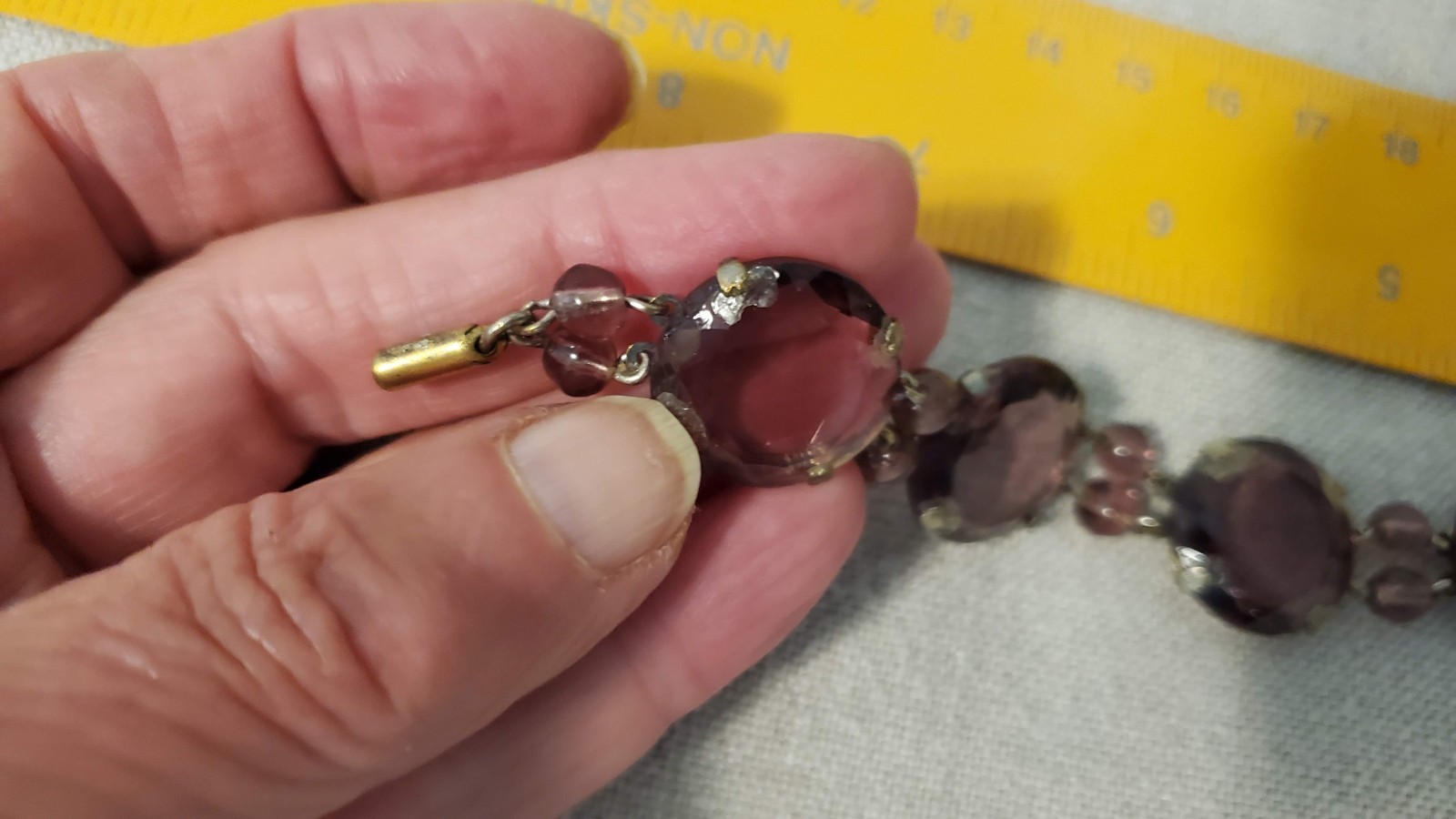 Antique open back bezel amethyst glass bracelet stunning!!!!