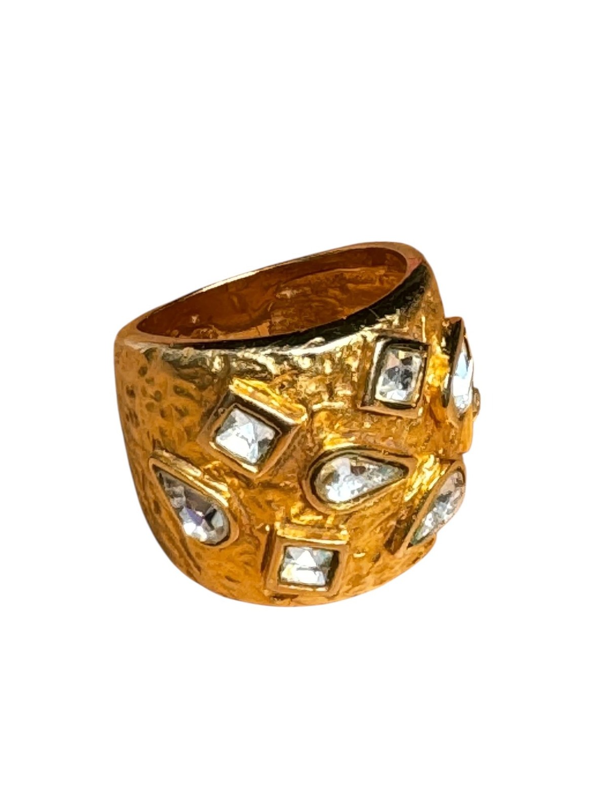 Yves Saint Laurent Vintage 1980s Gold Statement Ring Size US 7.5