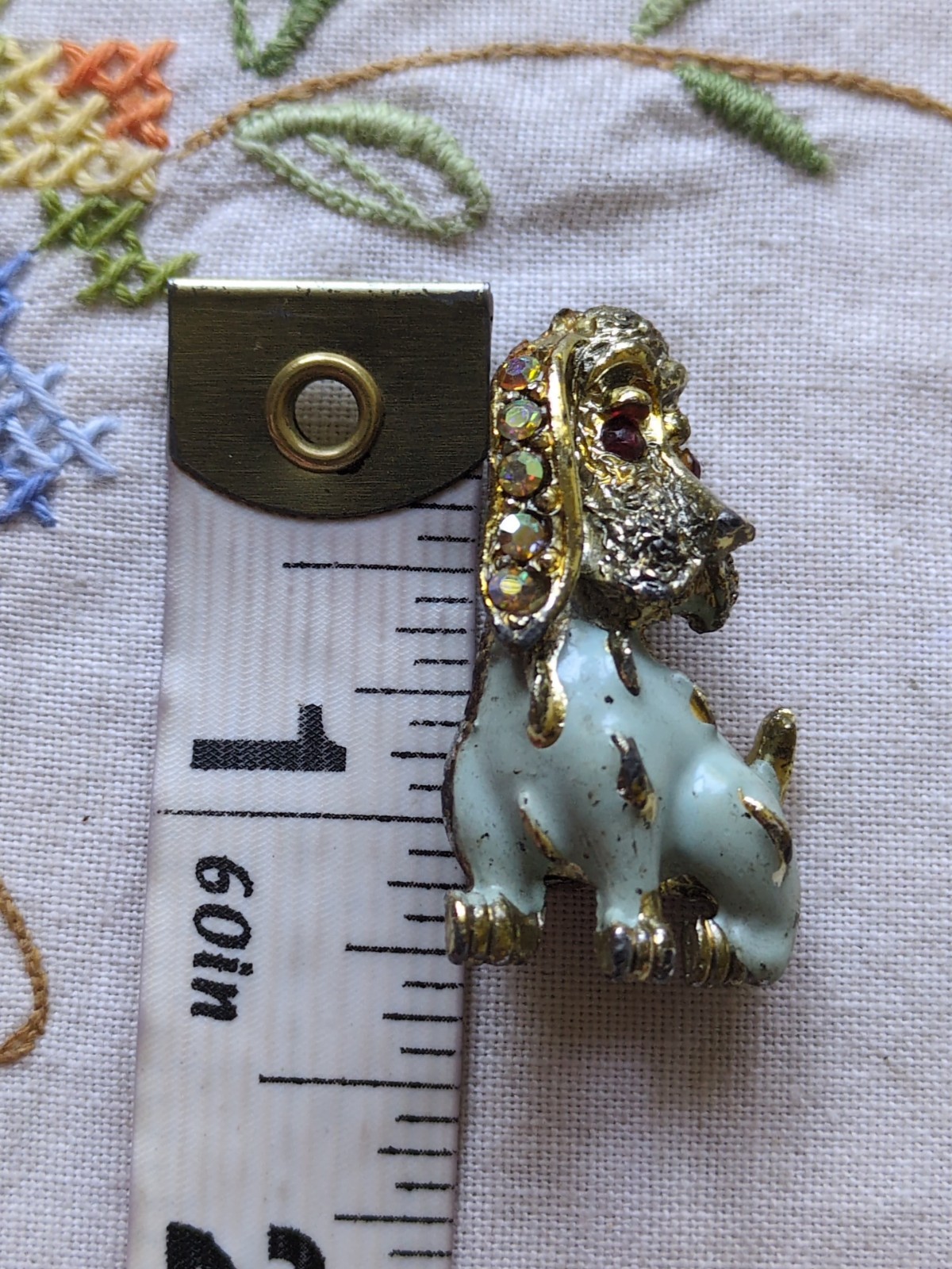 Vintage Dog Brooch Pin Lot Of 2, Enameled, Rhinestone