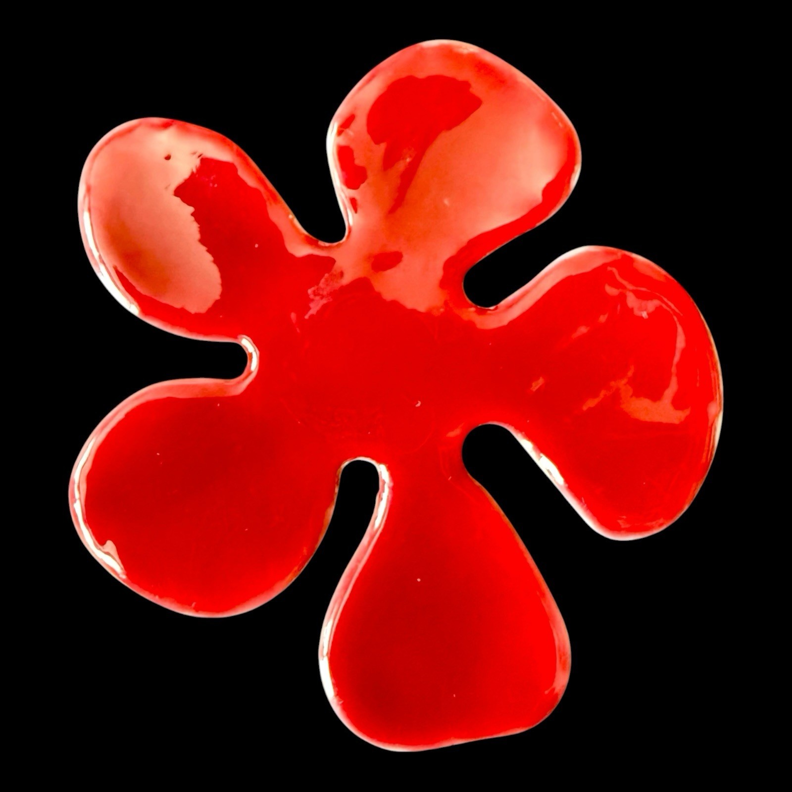 Enamel Flower Brooch Pilgrim Red Pop Art Abstract Flower Pin Vintage Denmark