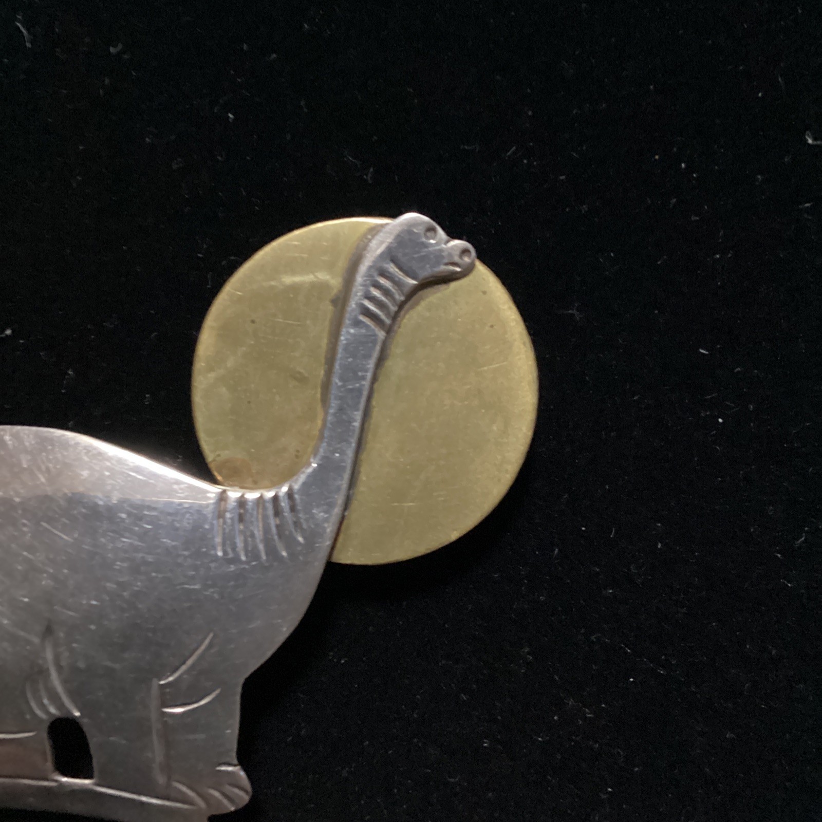Vintage Large Unusual Taxco Mexico Sterling Silver Brontosaurus Dinosaur Brooch