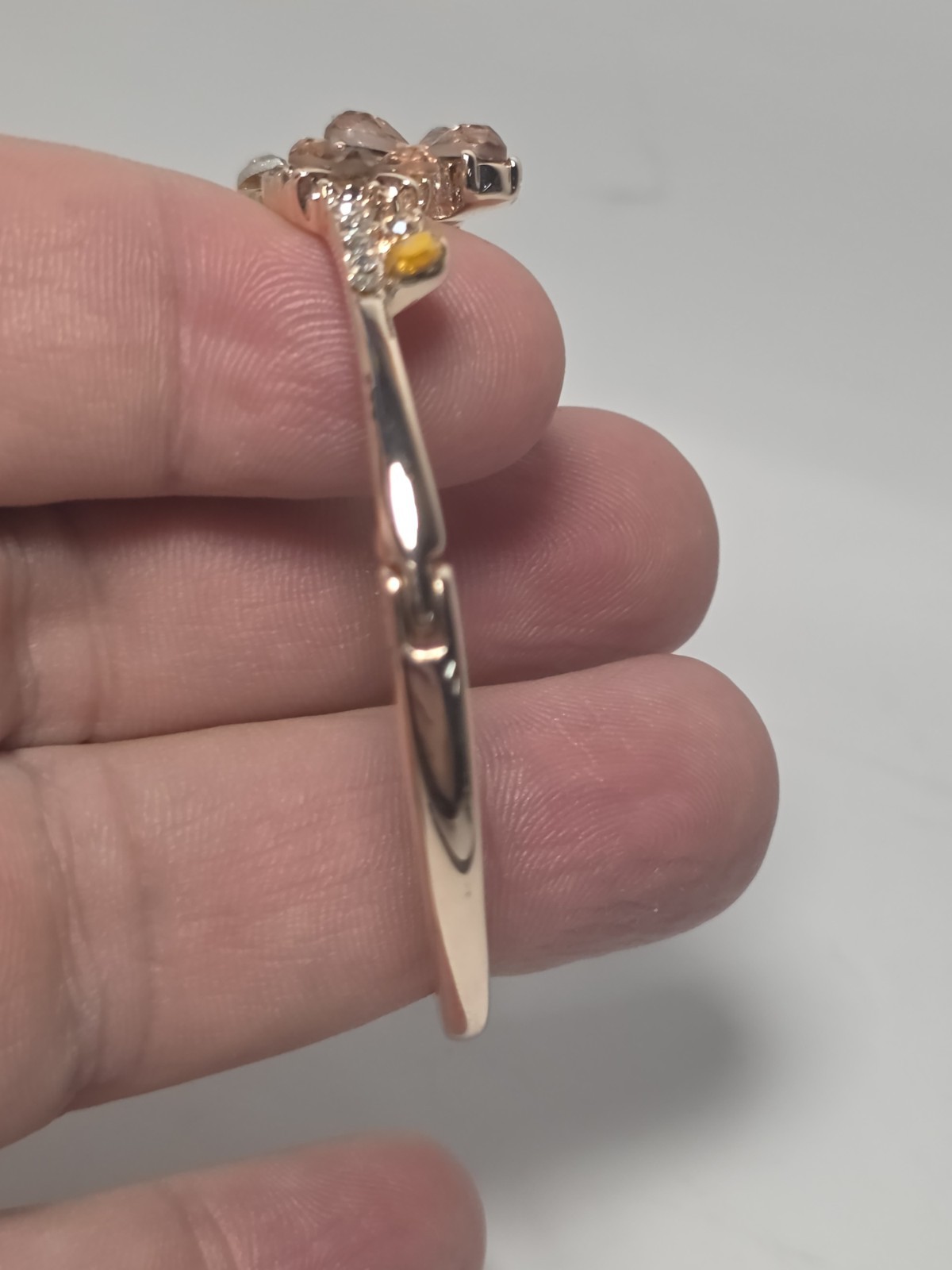 Vintage Napier Rose Gold Tone Floral Bangle Bracelet Fashion Costume Jewelry