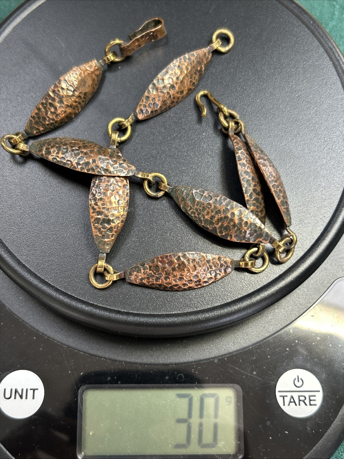 Vintage Maya Mexico Men Or Women’s Hammered Copper Bracelet 8.5”large Wrist 30 g