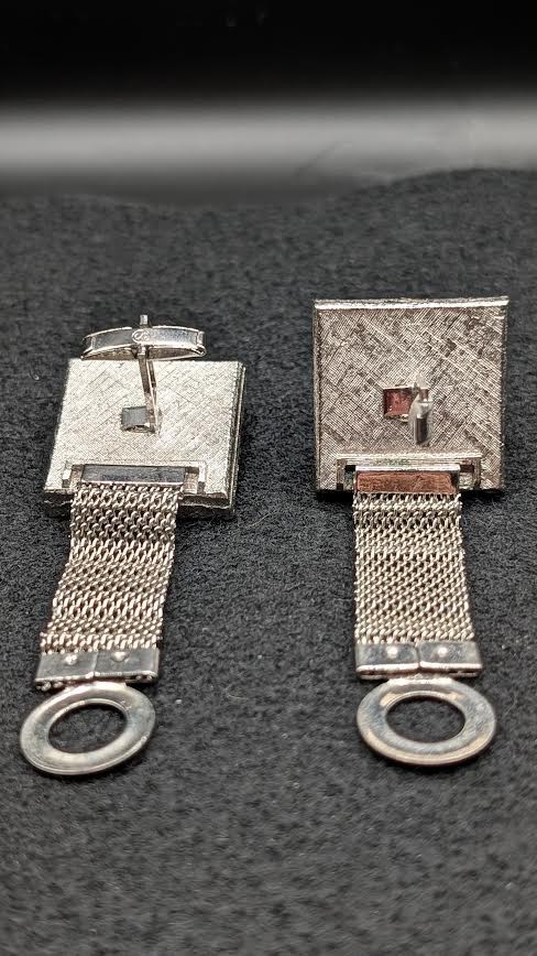 Di Gino Designer High End Retro 40’s Rhinestones Wrap Around Mesh Cufflinks