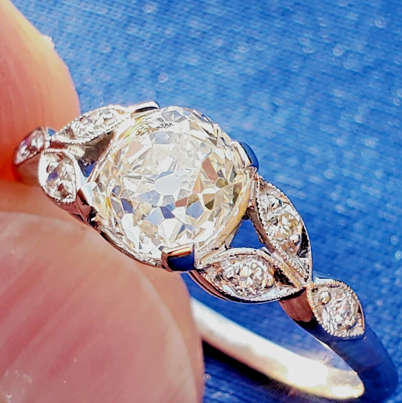 Original EARTH MINED DIAMOND Deco Engagement Ring Vintage PLATINUM Solitaire 1.3