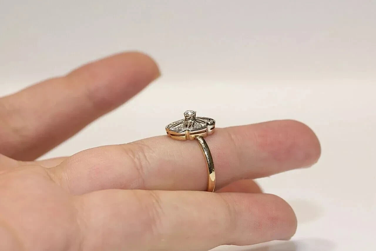 Art Deco Style Lab Created Diamond Filigree Floral 14K White Gold FN Gift Ring