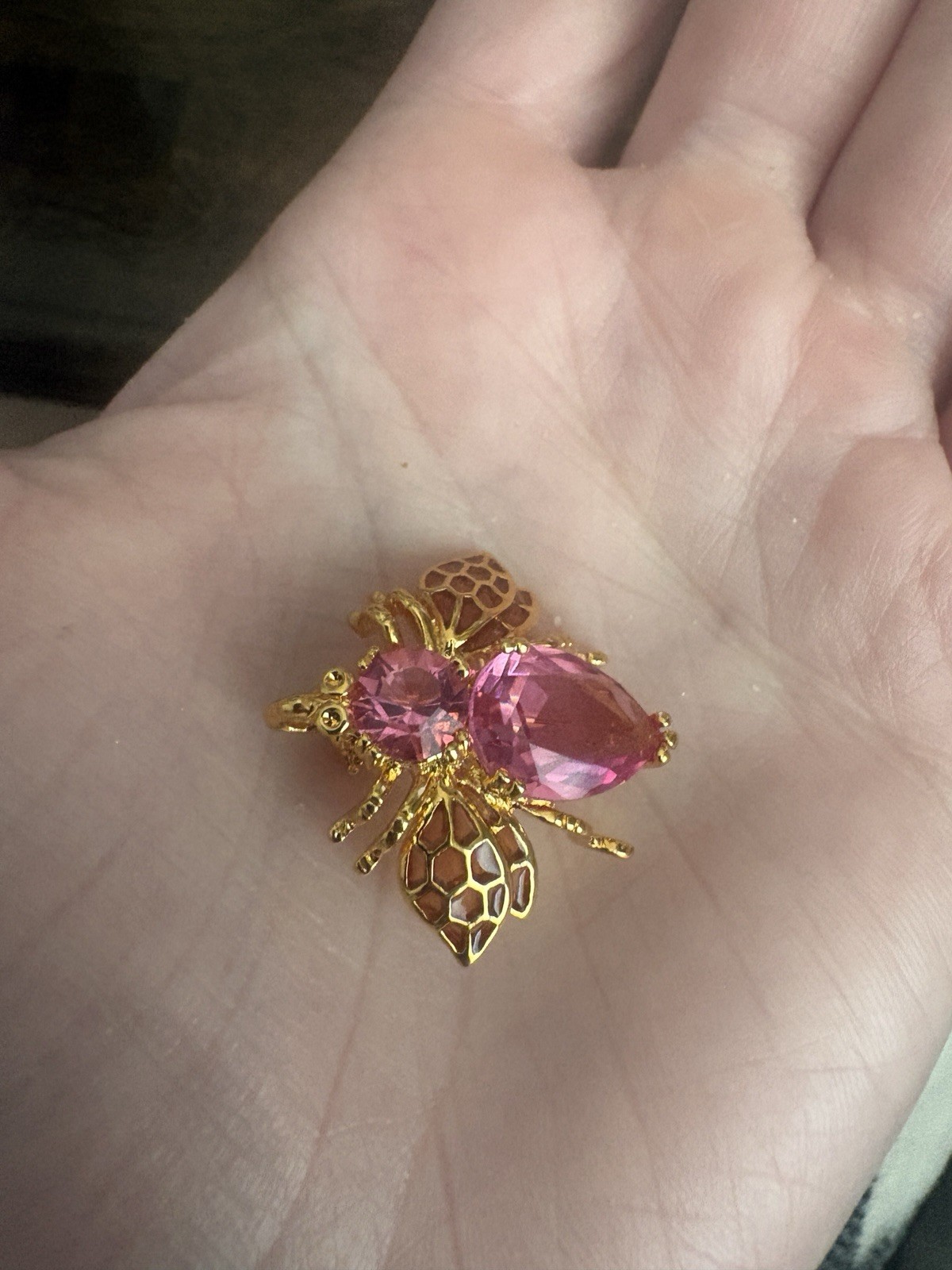 Joan Rivers Pink Crystal Hope Bee Pendant Brooch Swarovski Crystal Breast Cancer
