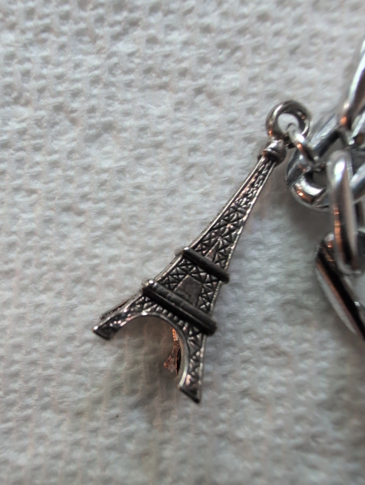 Vintage French Silver‑Tone Charm Bracelet “Made in France” Eiffel Tower