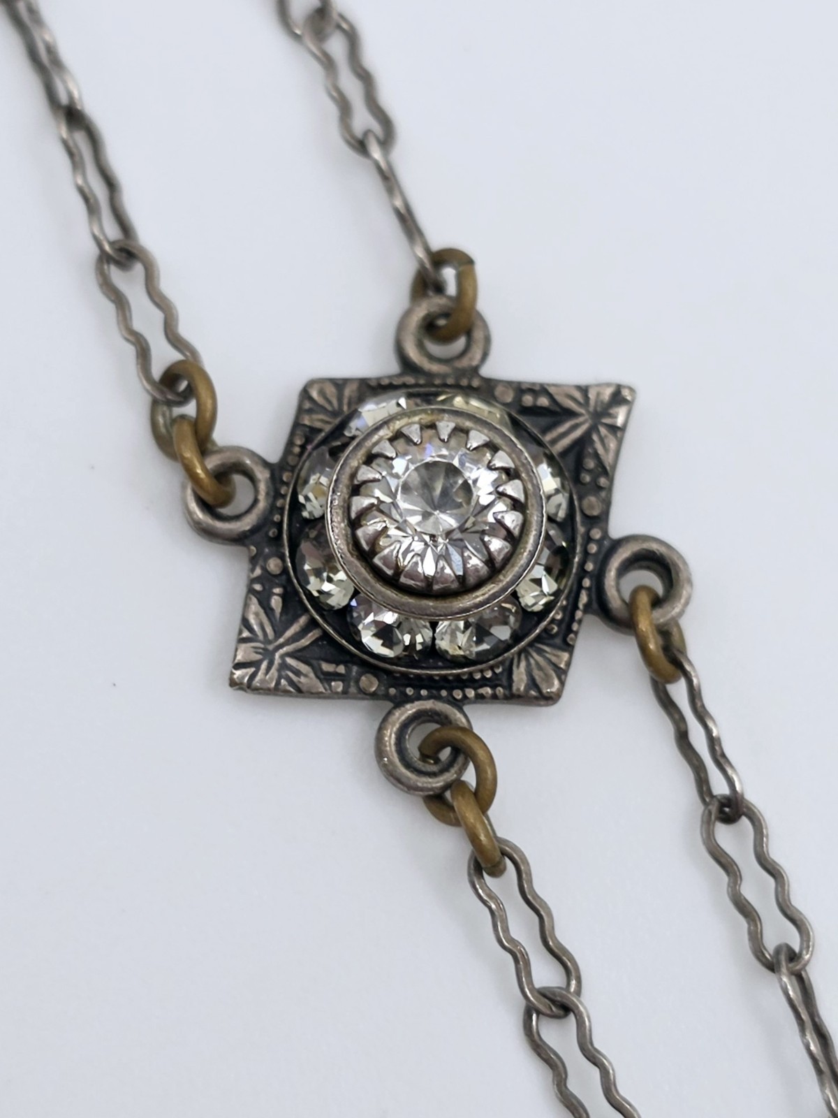 Liz Palacios SF Vintage Crystal Festoon Necklace Filigree Multistrand Art Deco