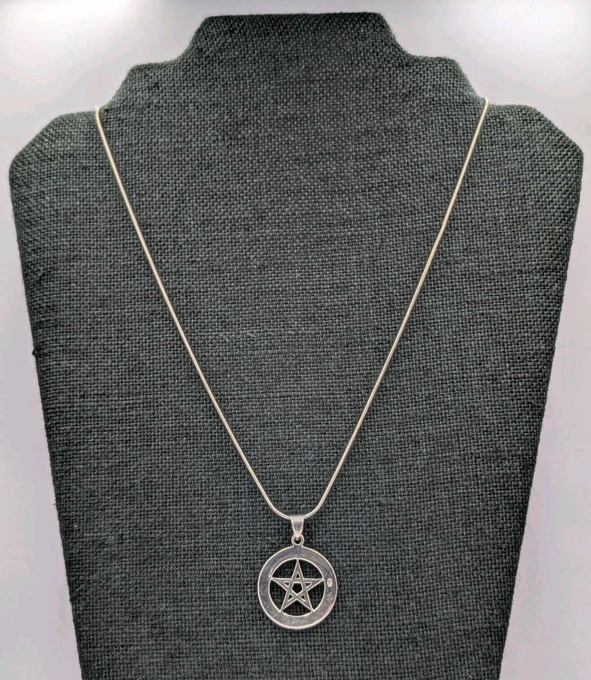 Vtg 925 Sterling Silver Celtic Pentacle Pendant 20″ Snake Chain Unisex Necklace